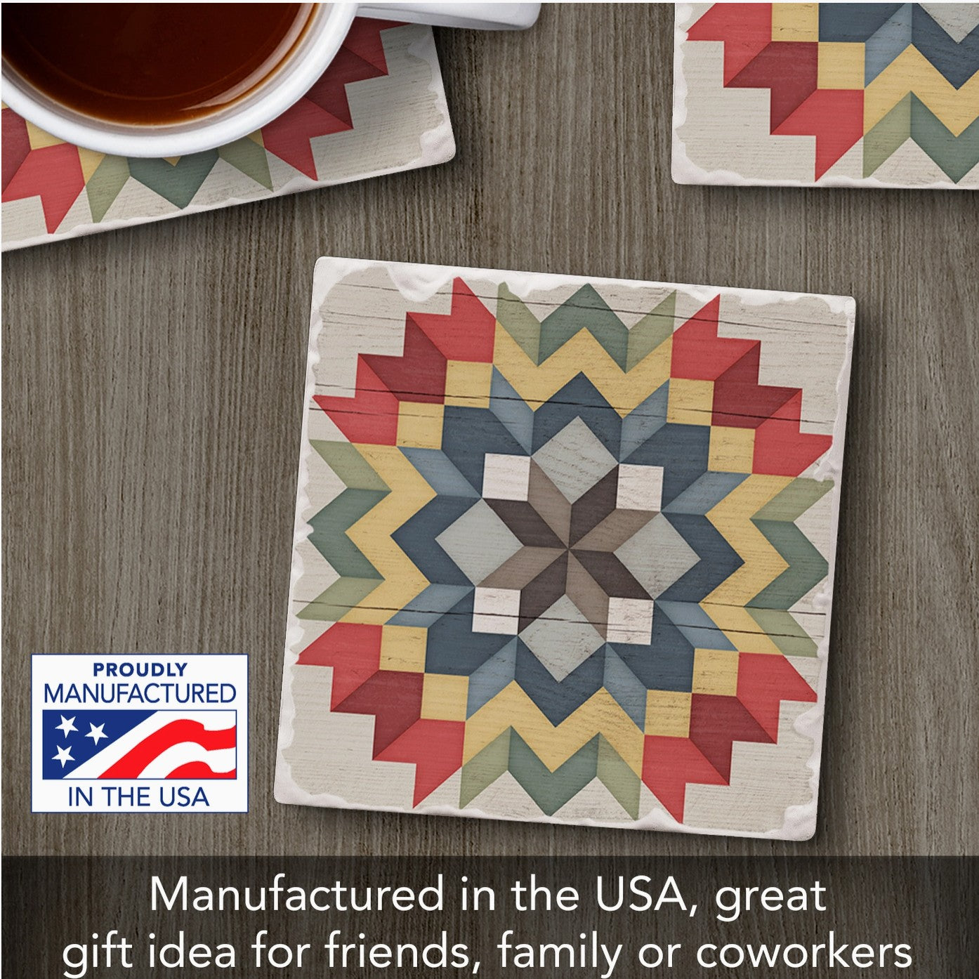 Carpenter Star Single Absorbent Stone Tumbled Tile Coaster