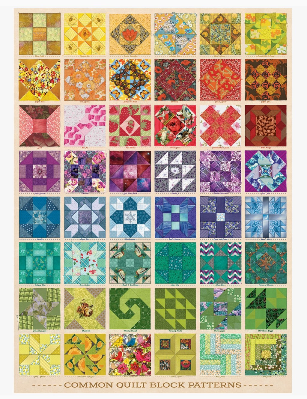 Cobble Hill Jigsaw Puzzle - Common Quilt Blocks - 1000 Piece