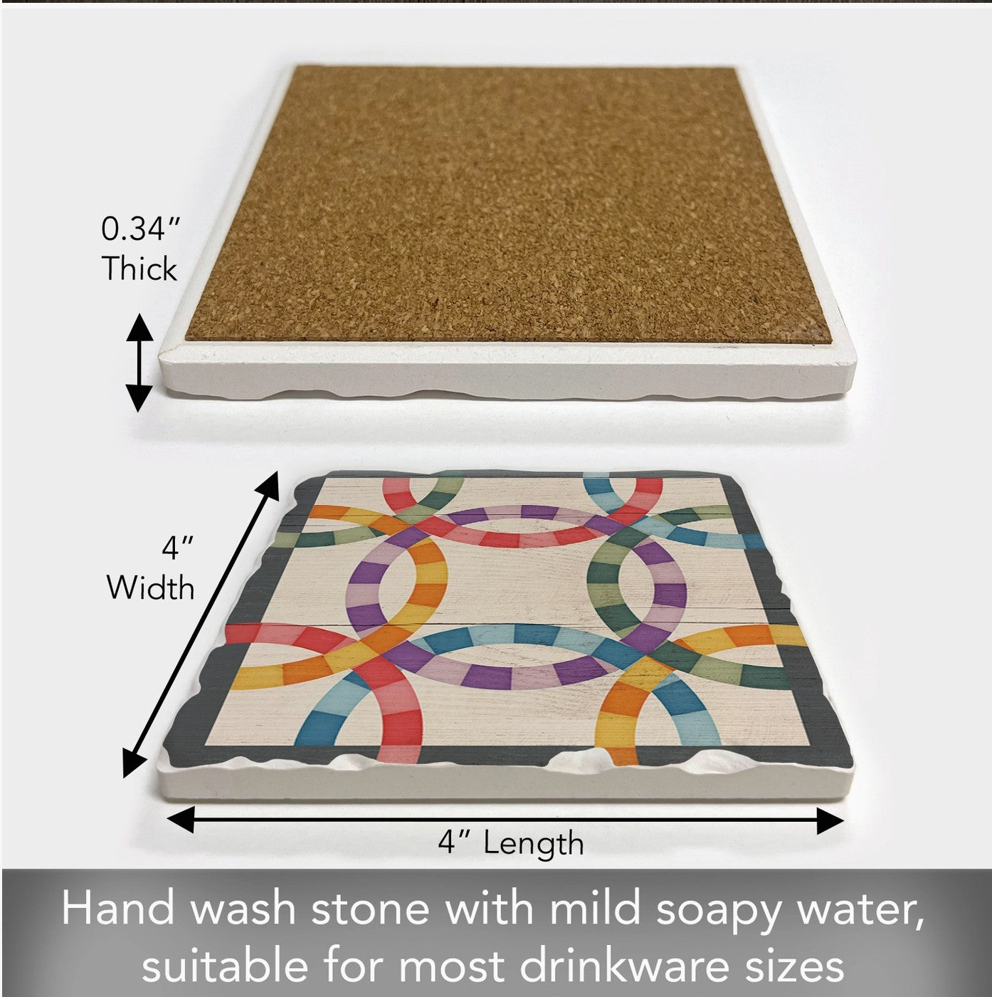 Double Wedding Ring Single Absorbent Stone Tumbled Tile Coaster