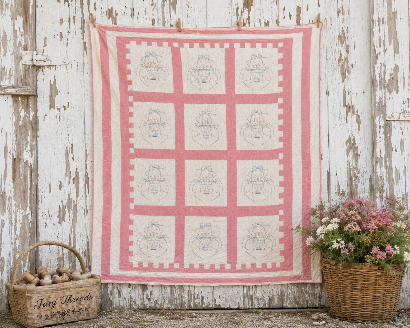 Vintage Embroidered Quilt