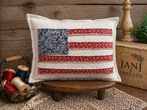 Rosie's Red, White and Blue Vintage Quilt - Old Glory PIllow