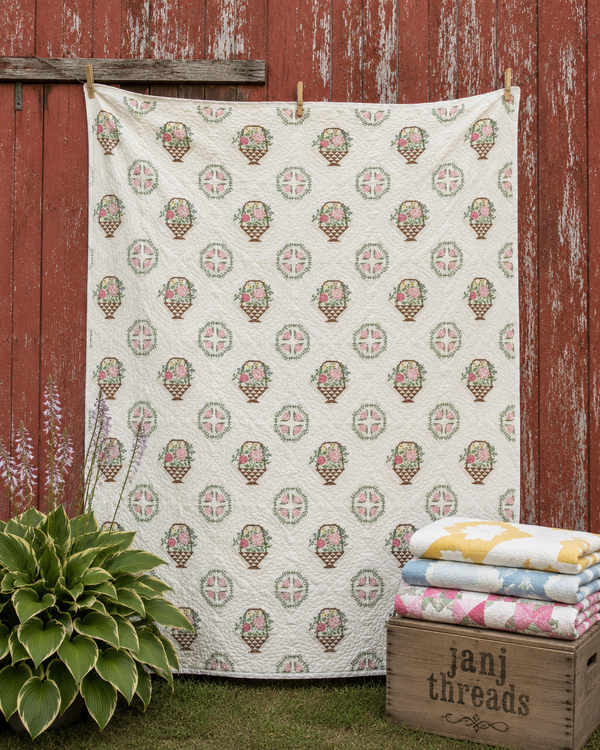 Flower Basket Cross stitch Quilt