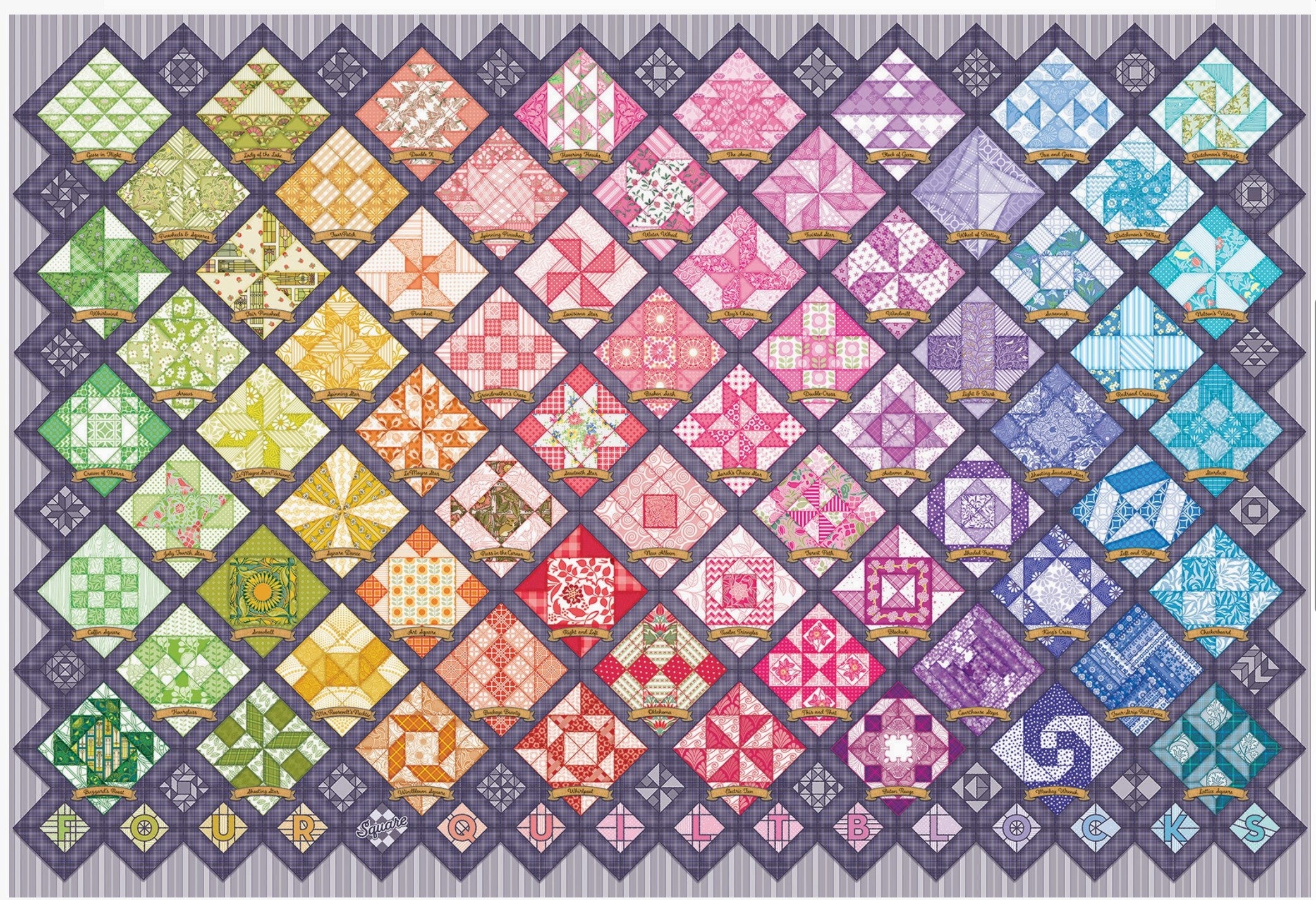 Cobble Hill Jigsaw Puzzle - Four Square Quilt Blocks - 2000 Piece