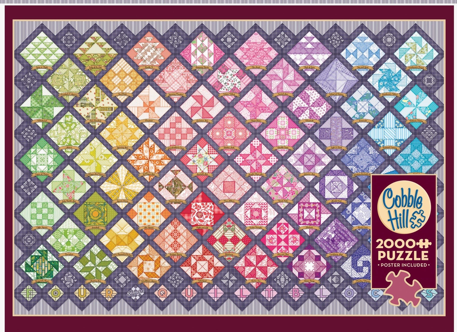 Cobble Hill Jigsaw Puzzle - Four Square Quilt Blocks - 2000 Piece