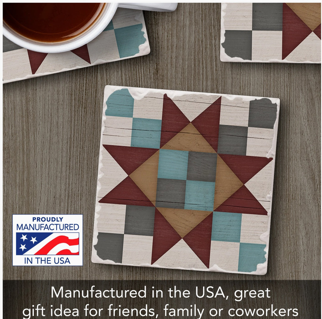 Friendship Star Single Absorbent Stone Tumbled Tile Coaster