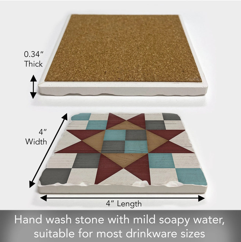Friendship Star Single Absorbent Stone Tumbled Tile Coaster