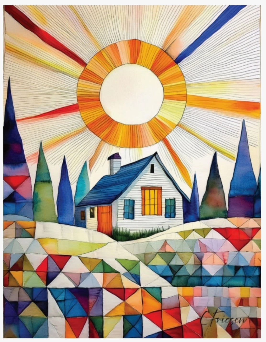 Quiltberry Farm Front Yard Quilt Blank Greeting Card