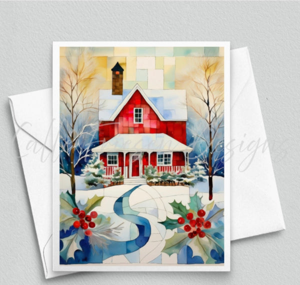 Quiltberry Farm Front Porch Welcome Blank Greeting Card