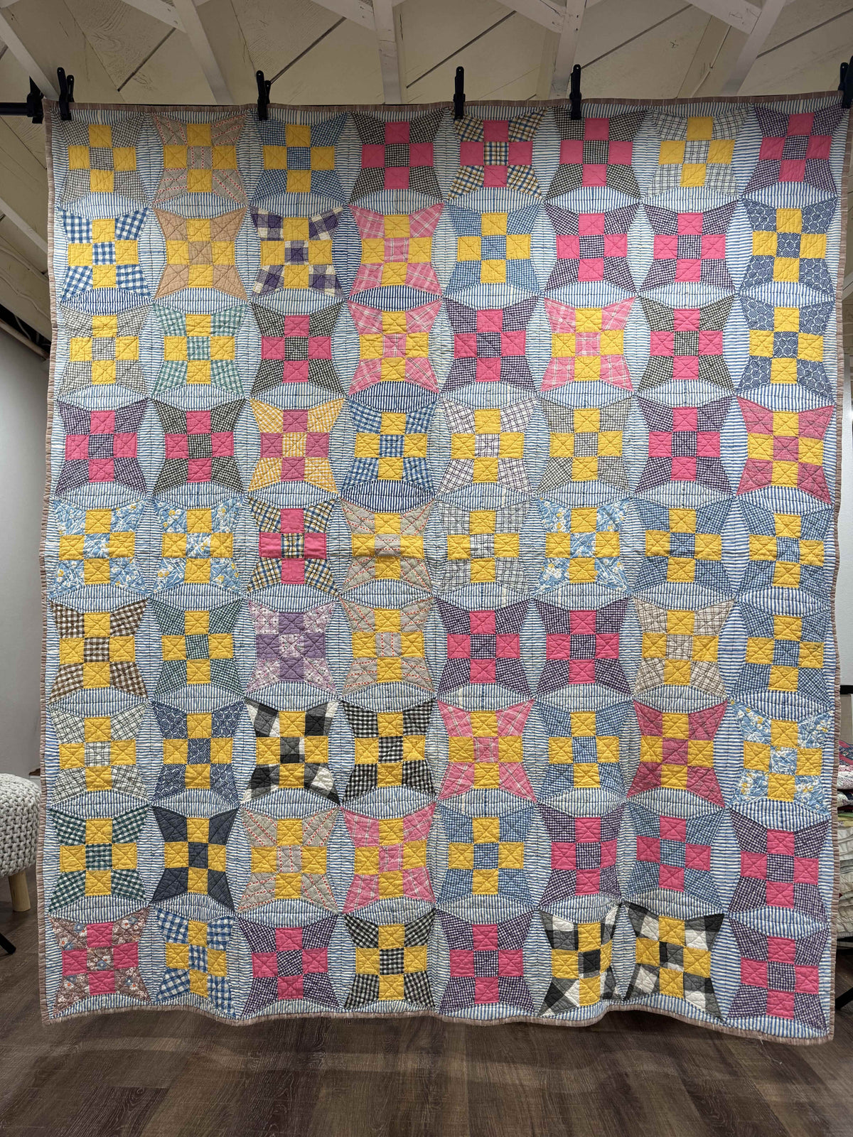 **SOLD Vintage Quilt Improved Nine Patch SOLD**