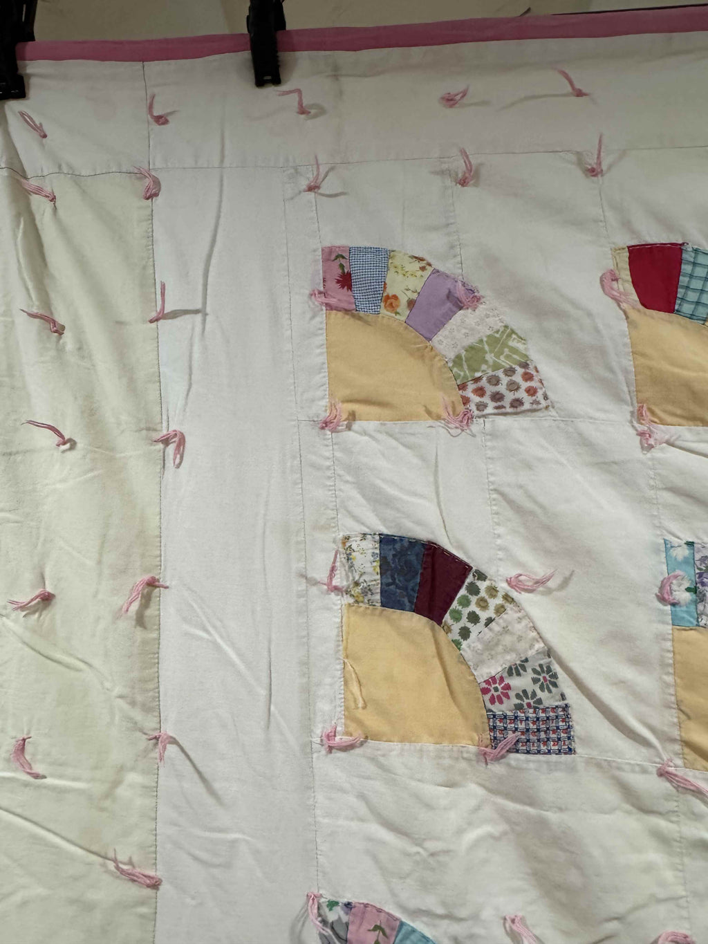 Vintage Quilt Scrappy Grandmother's Fan