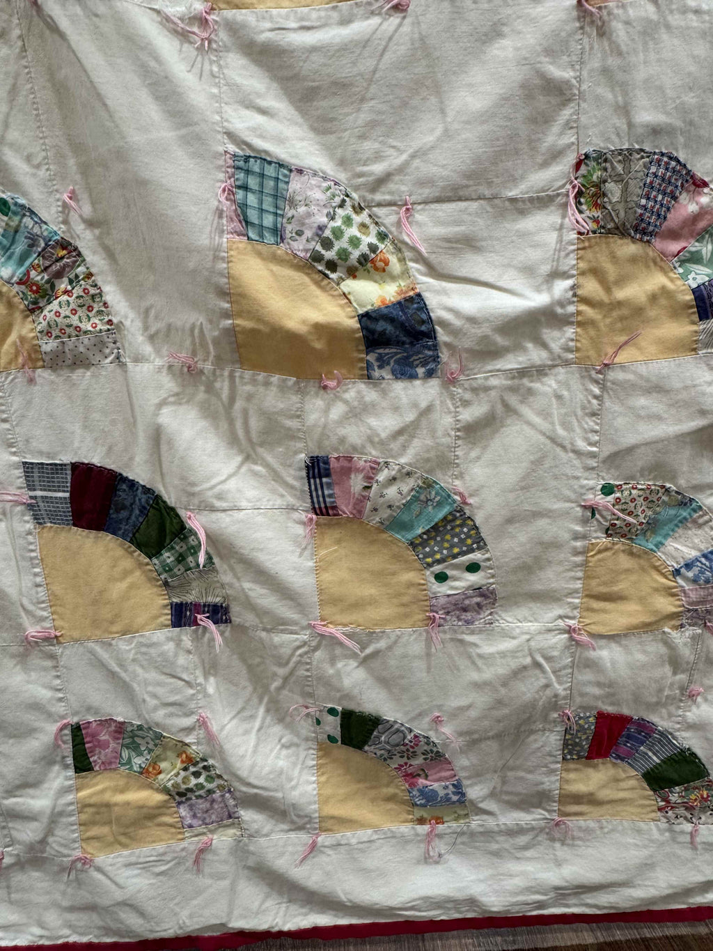 Vintage Quilt Scrappy Grandmother's Fan