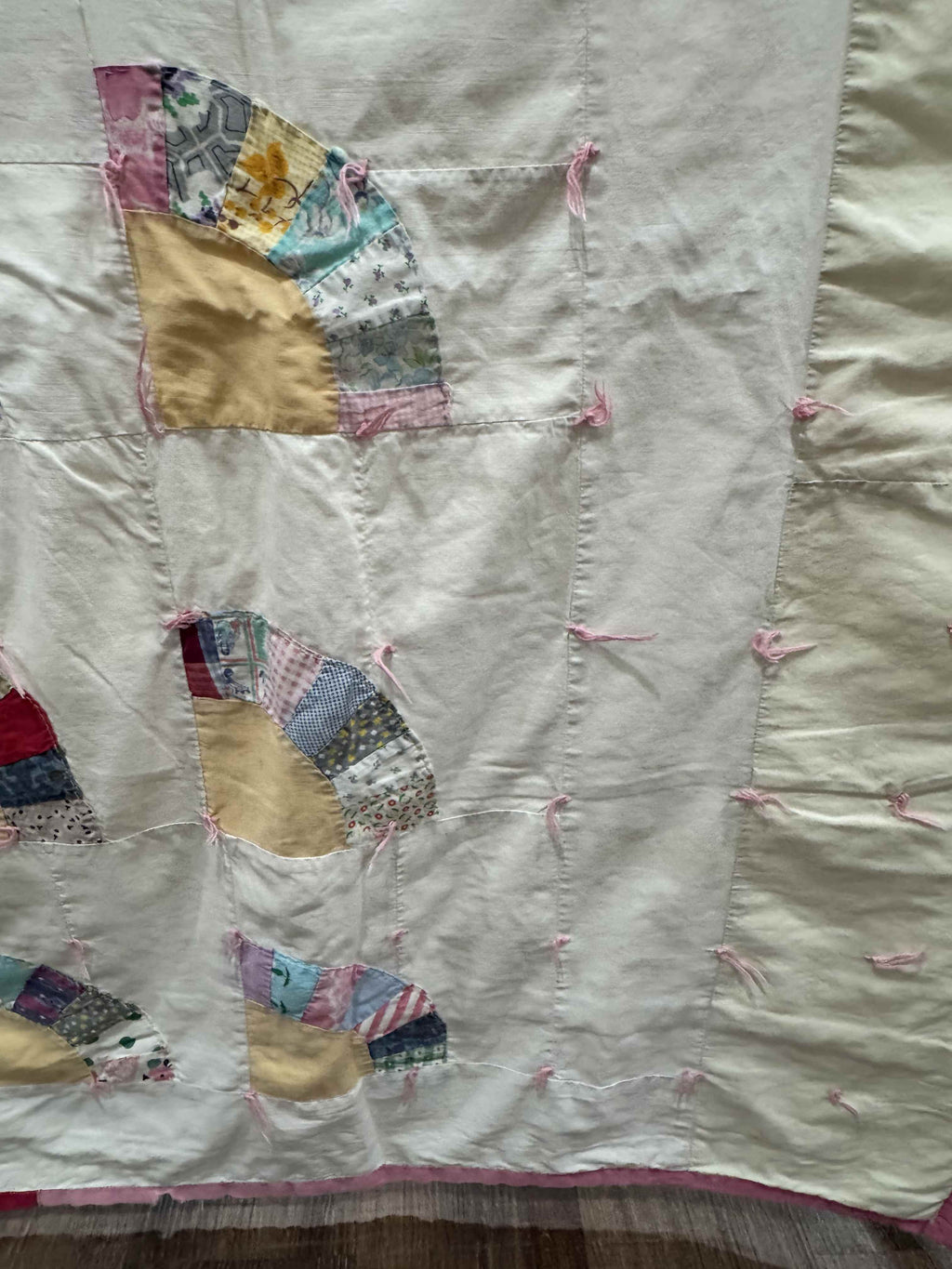 Vintage Quilt Scrappy Grandmother's Fan