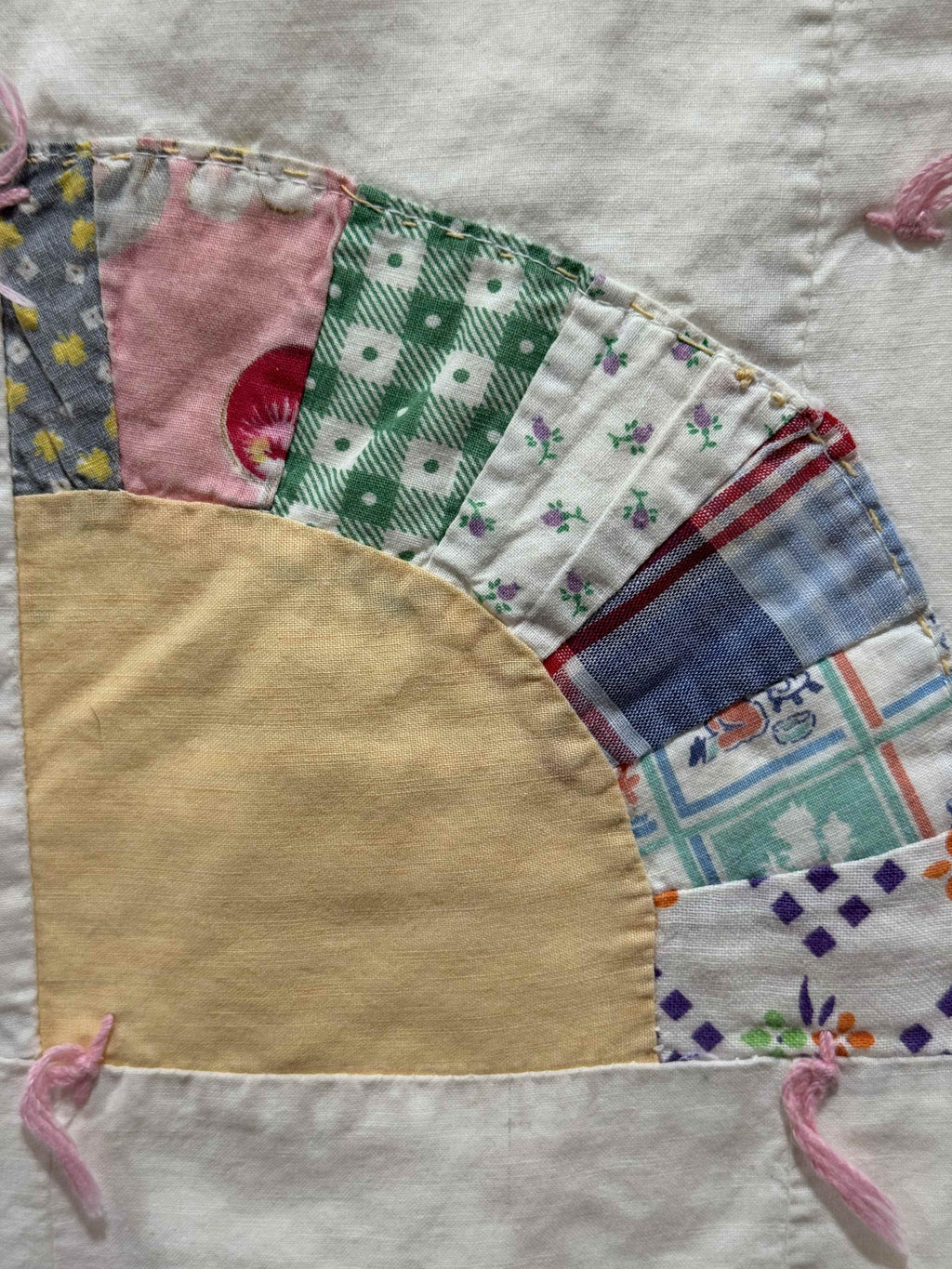 Vintage Quilt Scrappy Grandmother's Fan