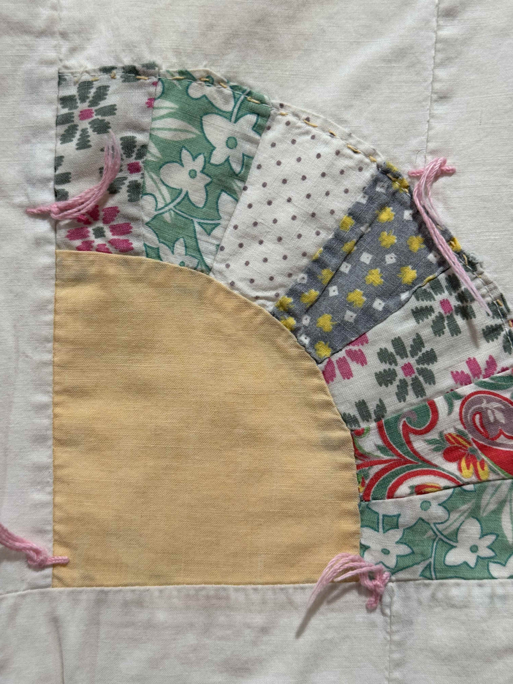 Vintage Quilt Scrappy Grandmother's Fan