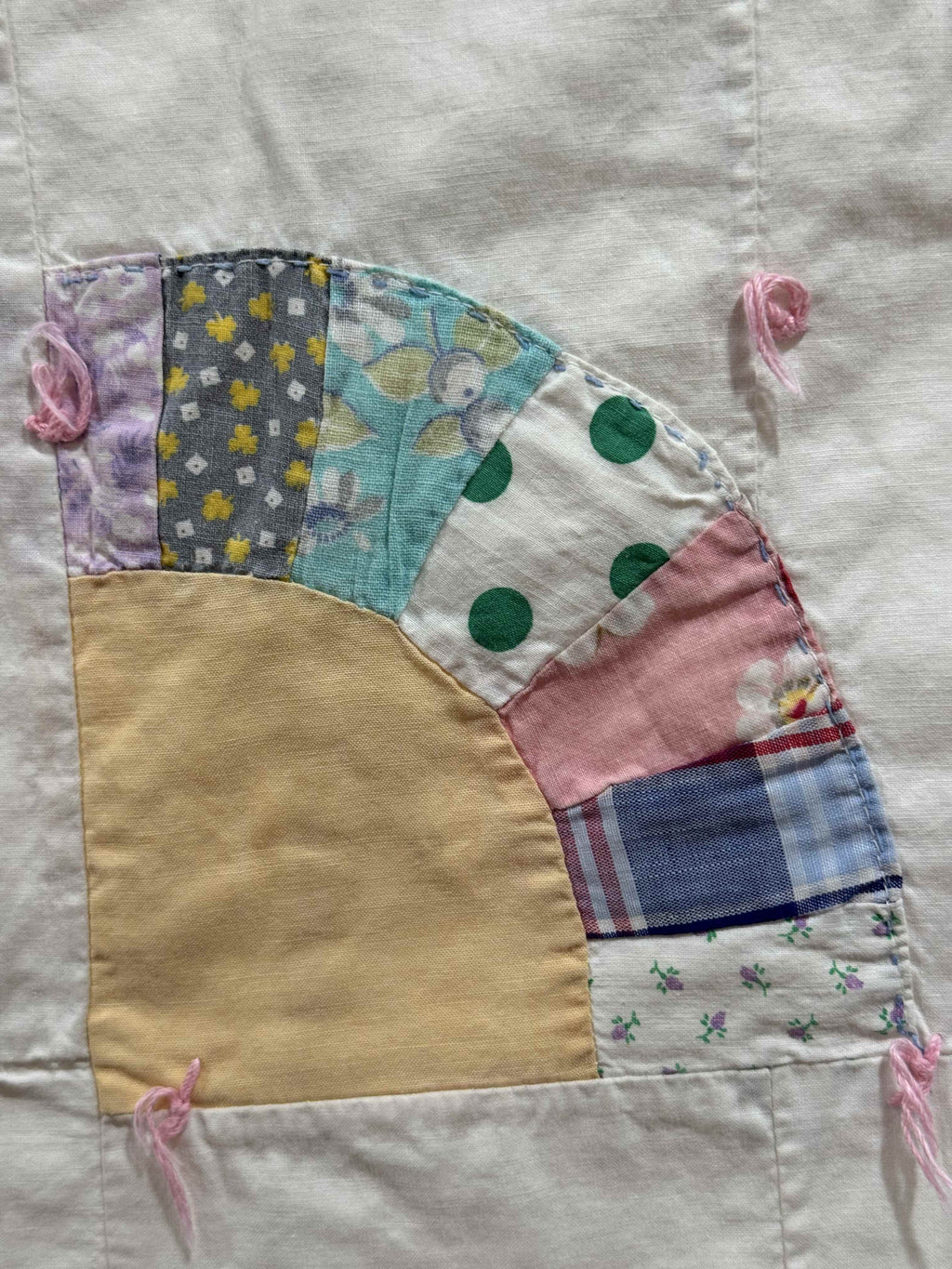 Vintage Quilt Scrappy Grandmother's Fan