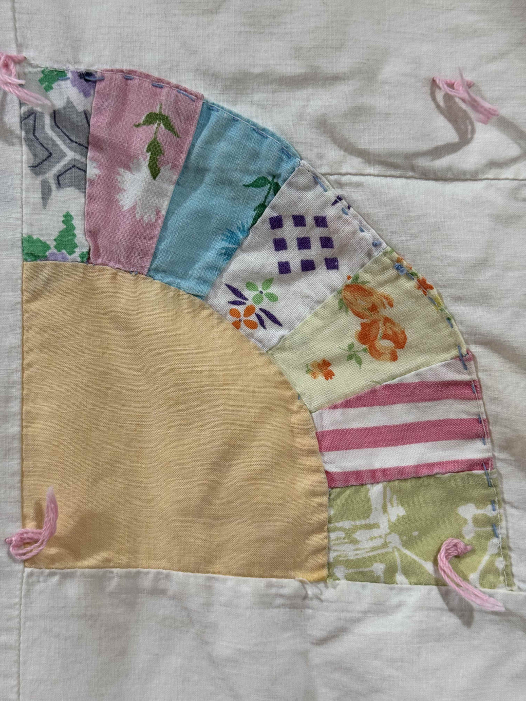 Vintage Quilt Scrappy Grandmother's Fan
