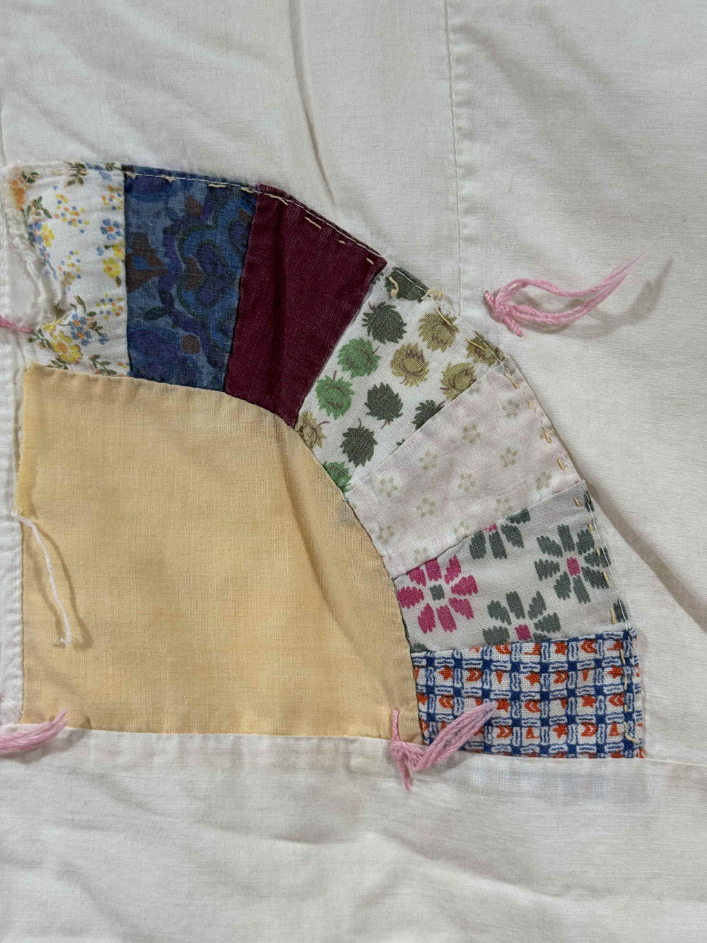Vintage Quilt Scrappy Grandmother's Fan
