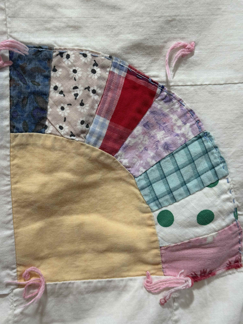 Vintage Quilt Scrappy Grandmother's Fan