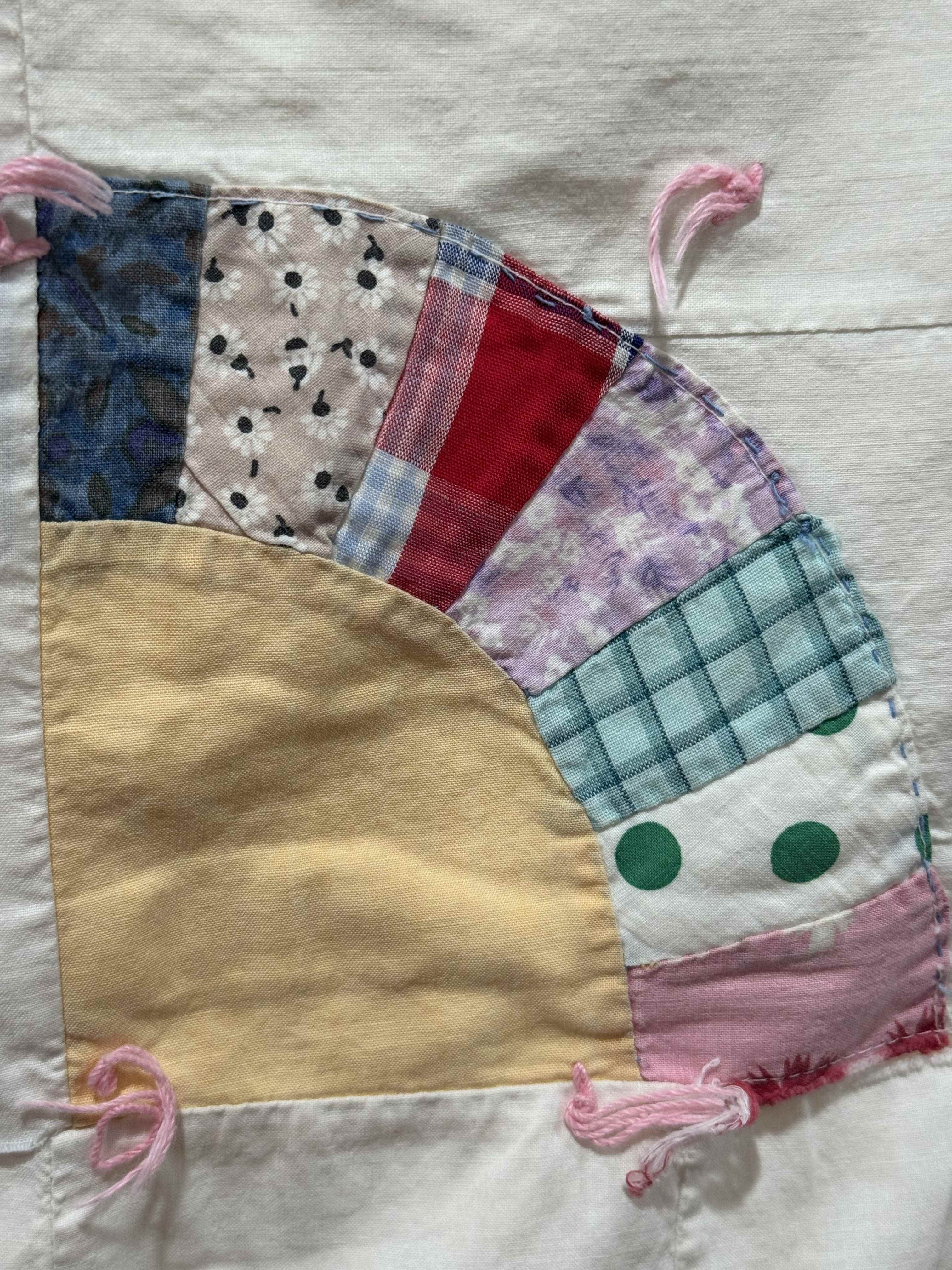 Vintage Quilt Scrappy Grandmother's Fan