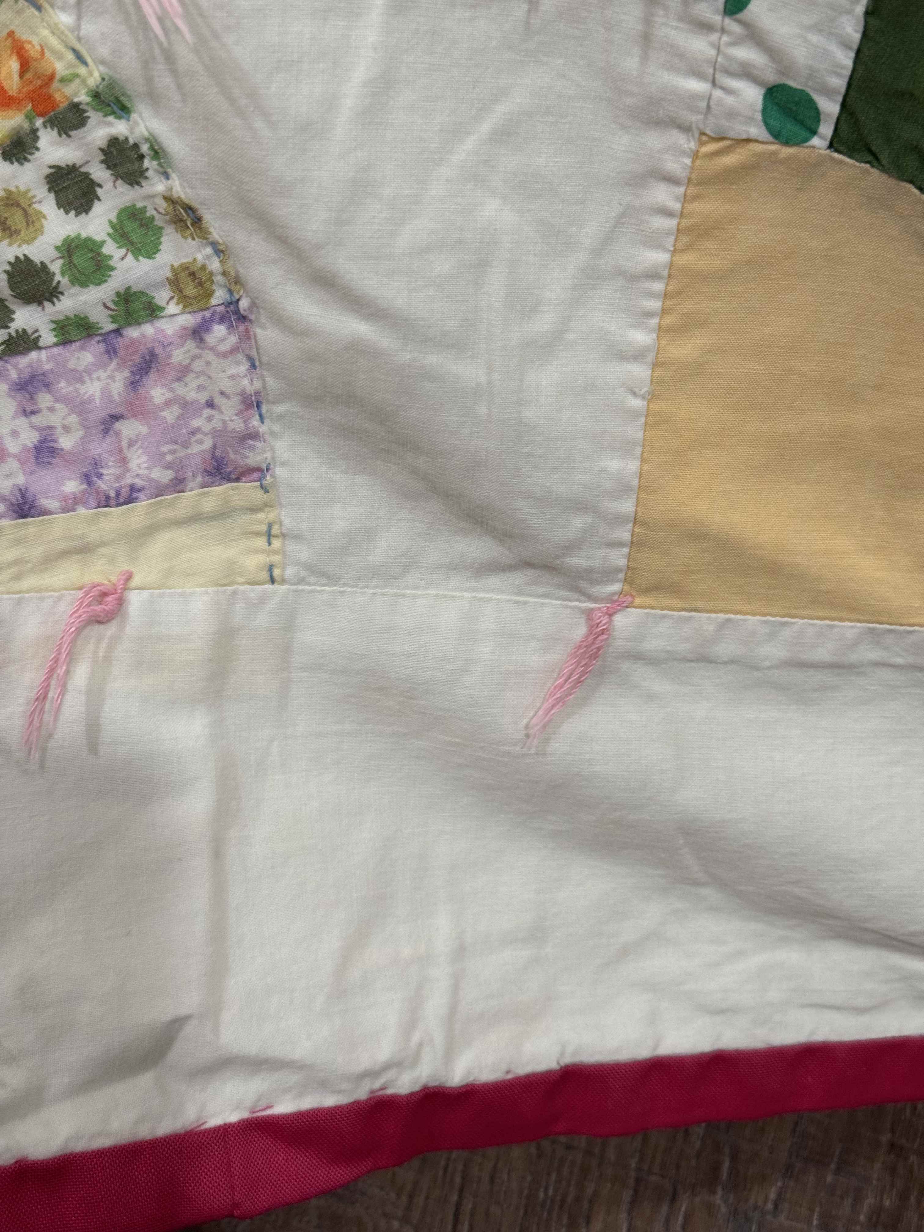 Vintage Quilt Scrappy Grandmother's Fan