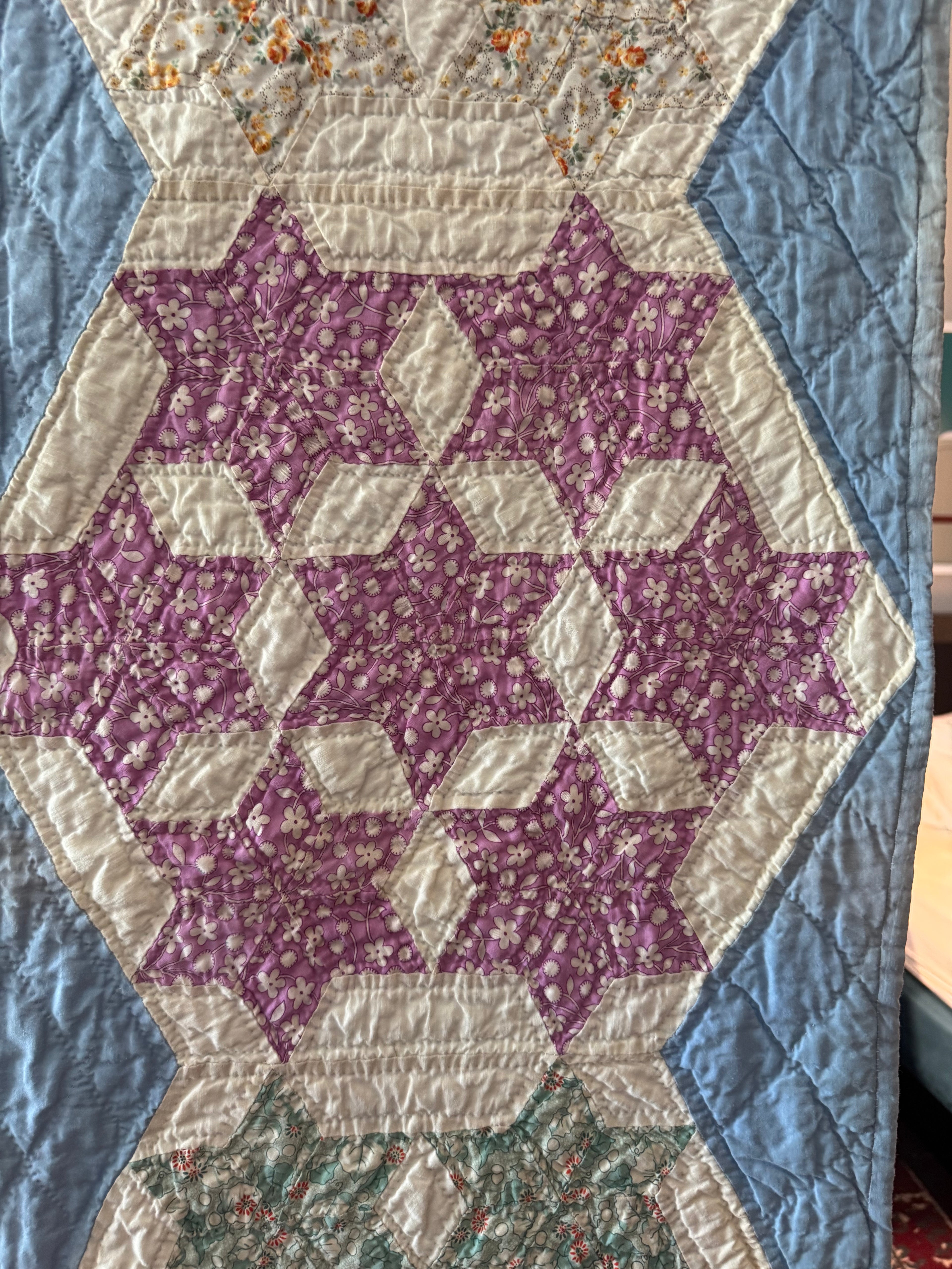 Vintage Blue Seven Sister's Quilt **SOLD**