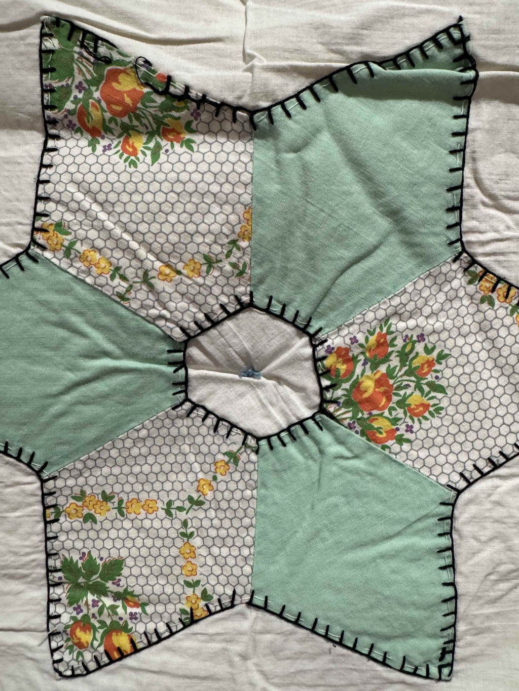 Vintage Quilt Hexagonal Star