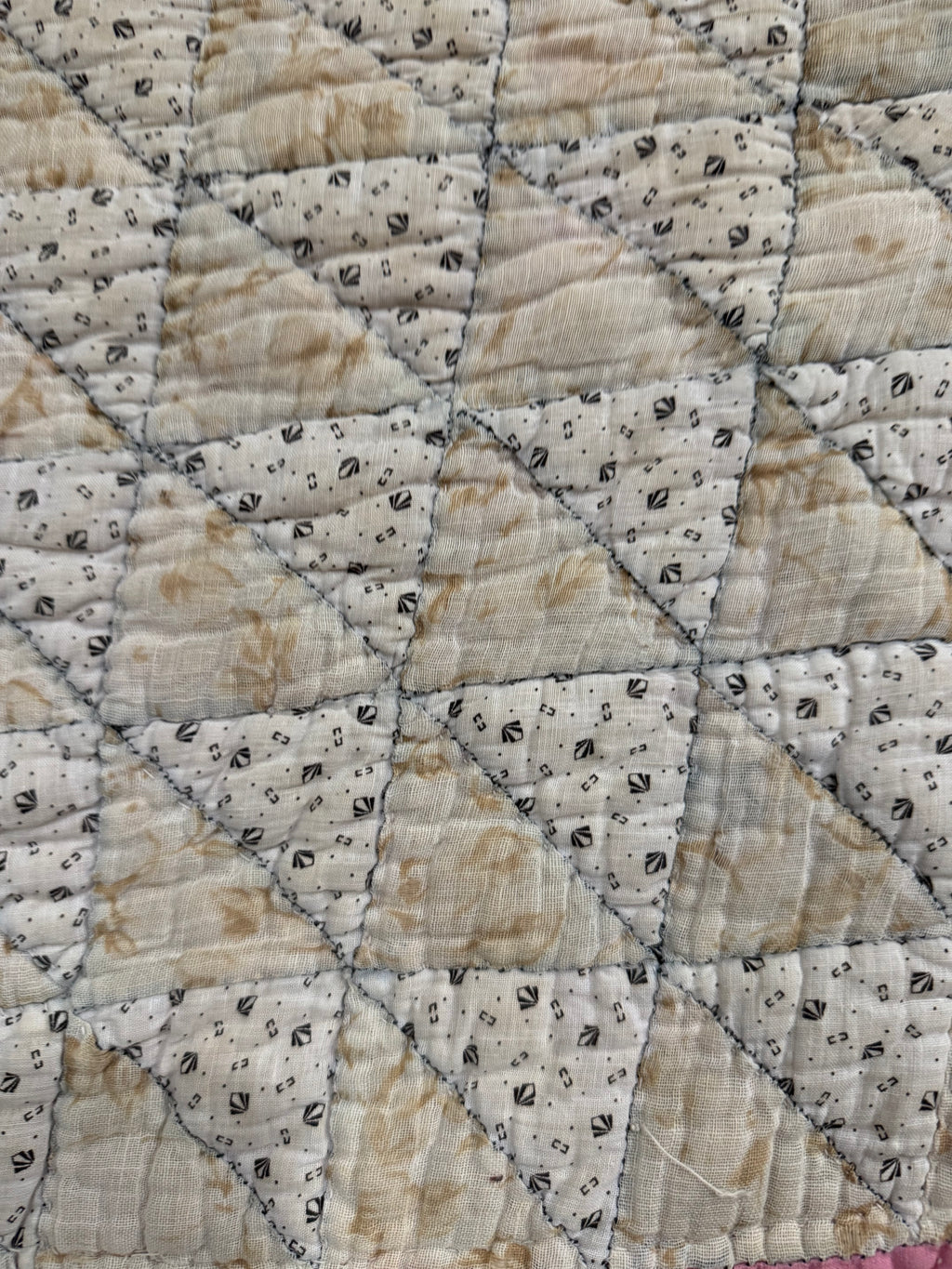 Antique Pink Flying Geese Variation Quilt