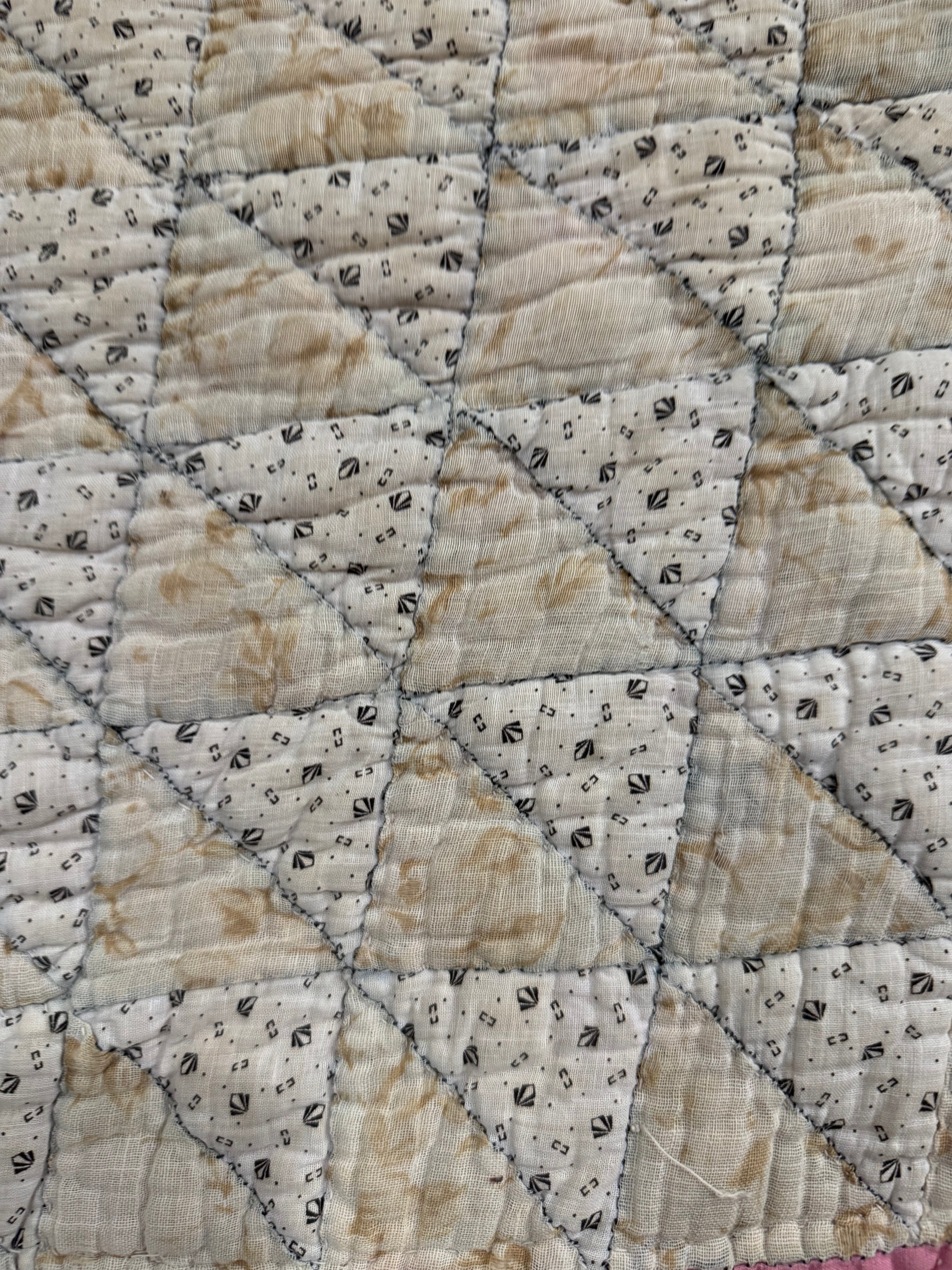 Antique Pink Flying Geese Variation Quilt
