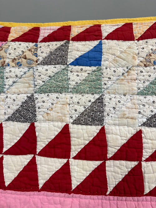 Antique Pink Flying Geese Variation Quilt