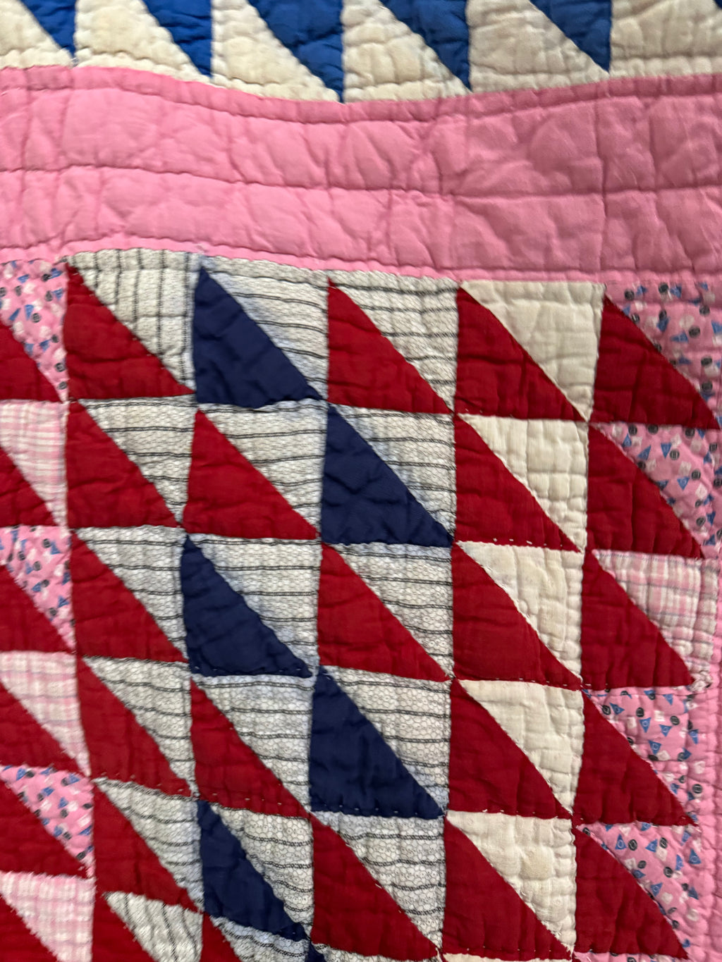 Antique Pink Flying Geese Variation Quilt