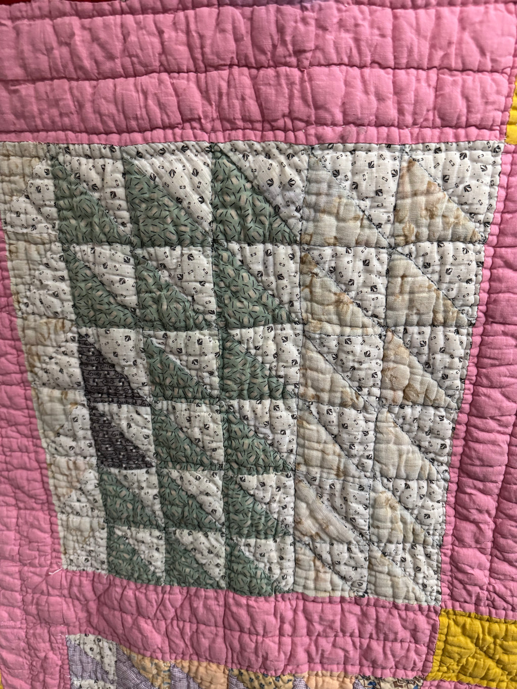 Antique Pink Flying Geese Variation Quilt