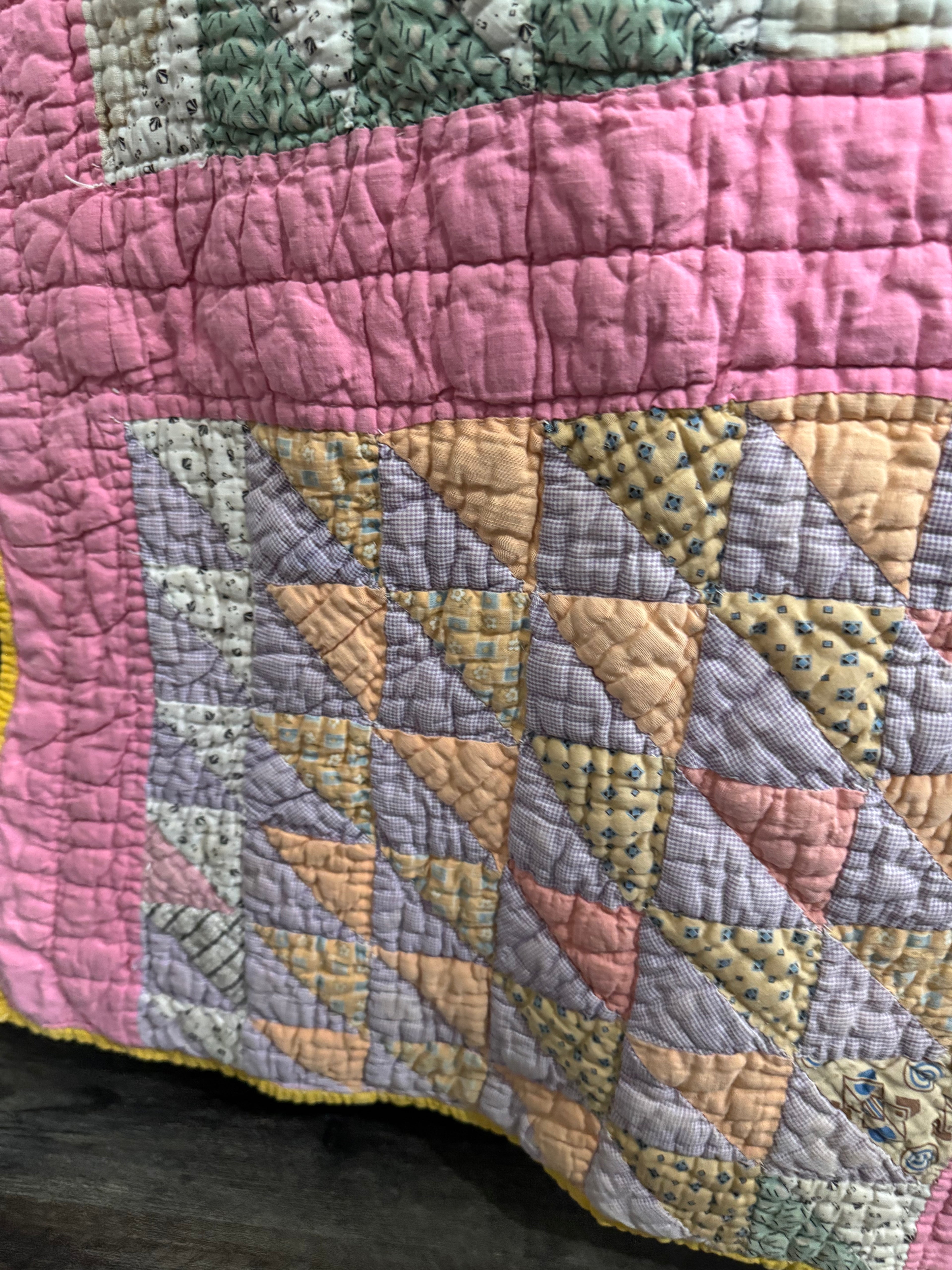 Antique Pink Flying Geese Variation Quilt