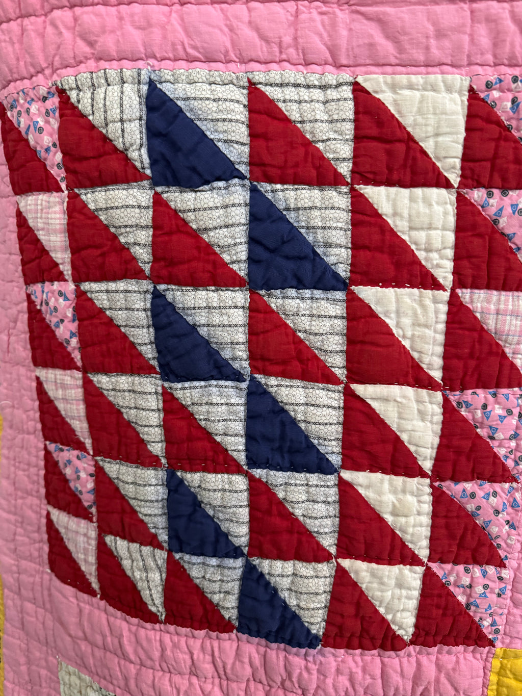 Antique Pink Flying Geese Variation Quilt