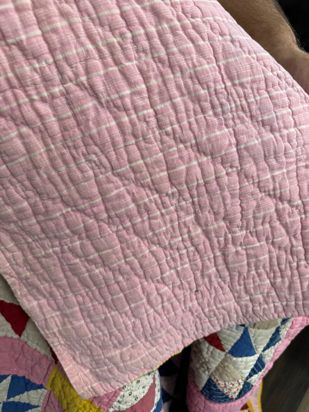 Antique Pink Flying Geese Variation Quilt
