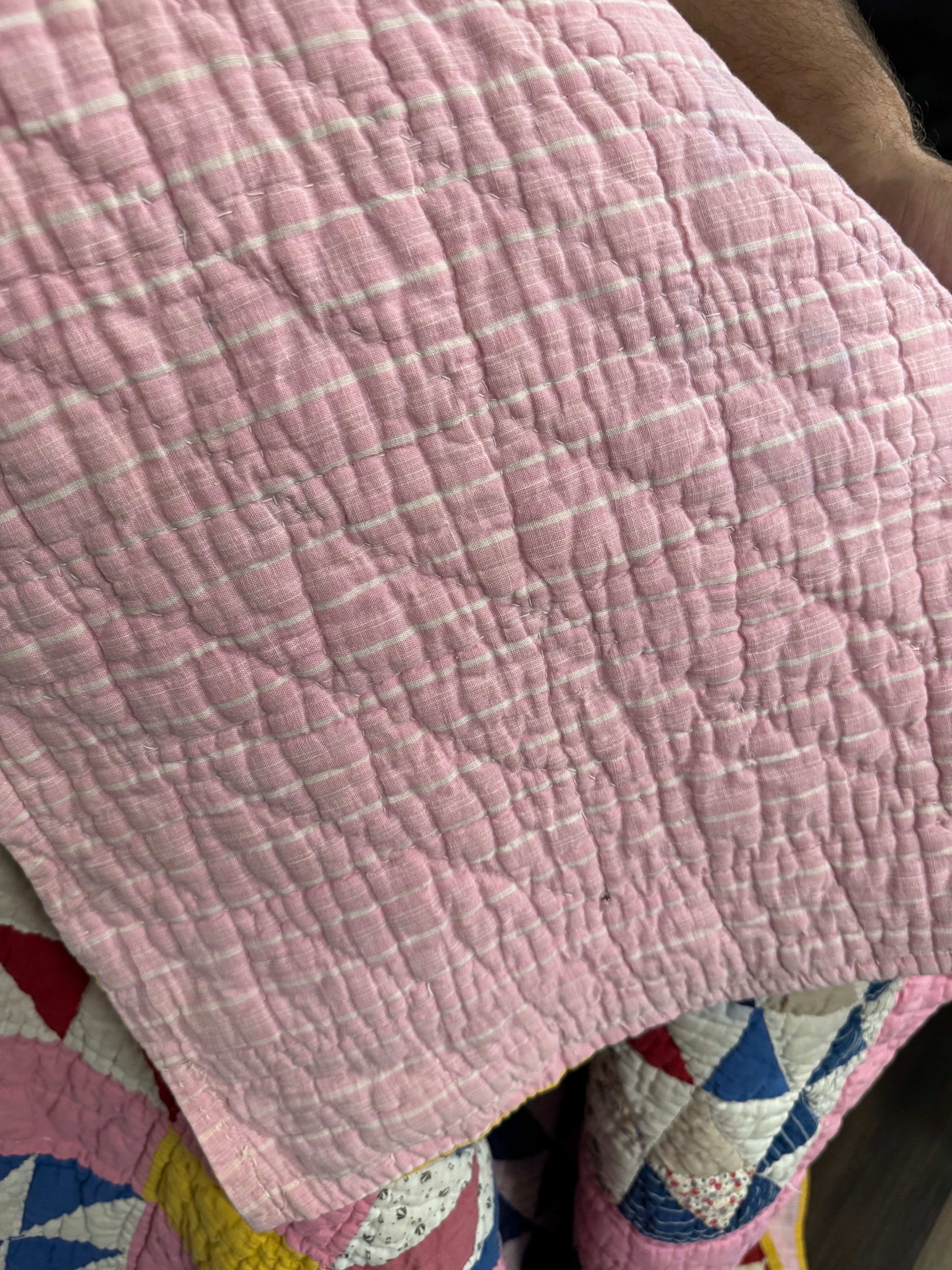 Antique Pink Flying Geese Variation Quilt