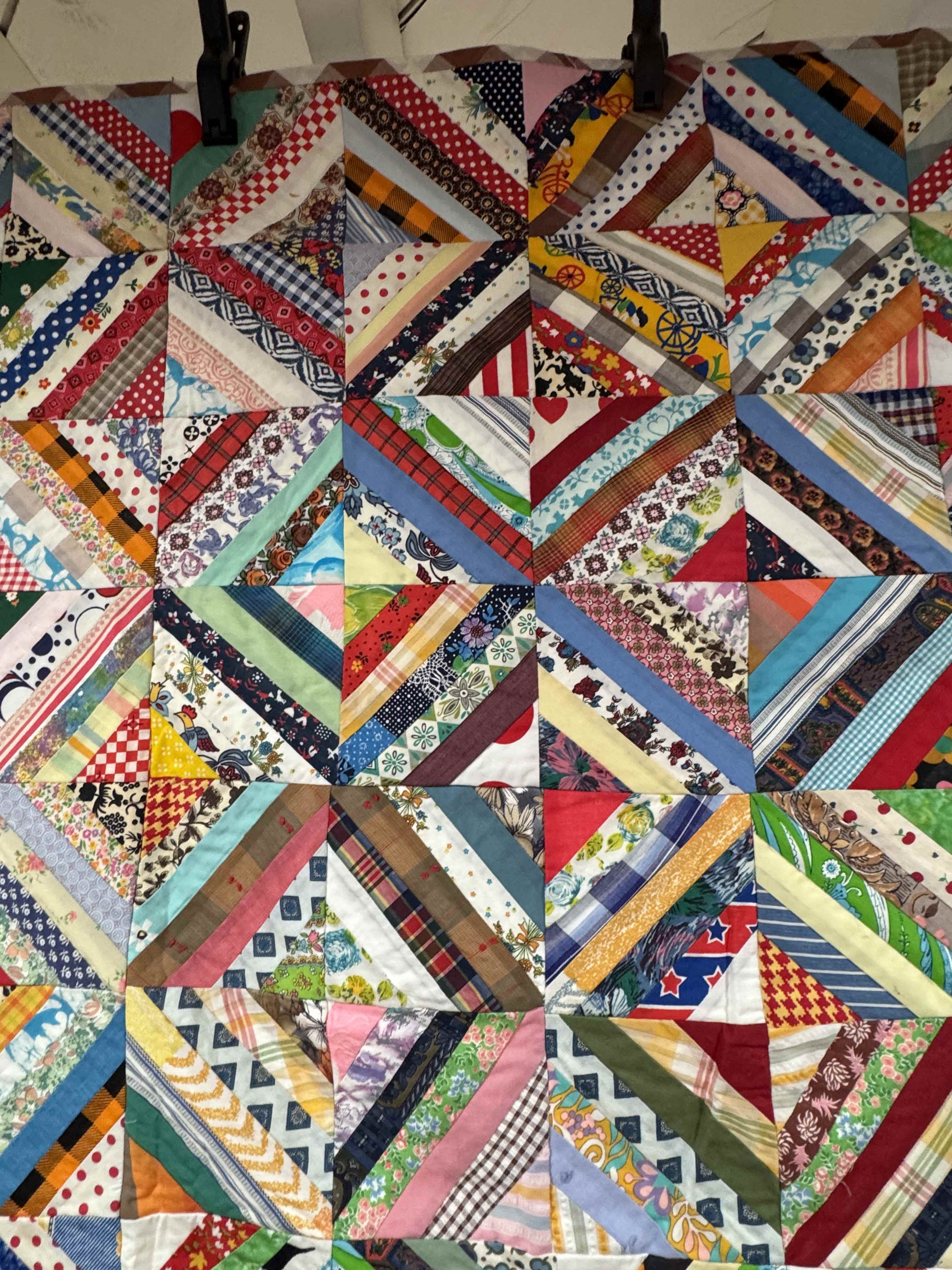 Vintage Quilt Foundation Pieced String Diamond Coverlet