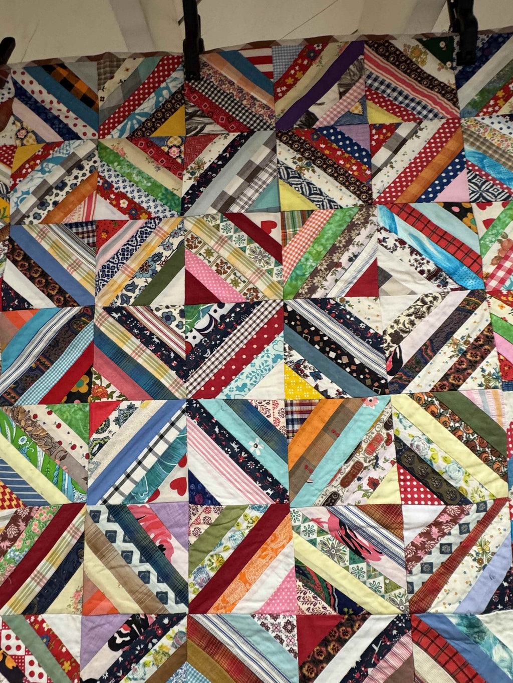 Vintage Quilt Foundation Pieced String Diamond Coverlet