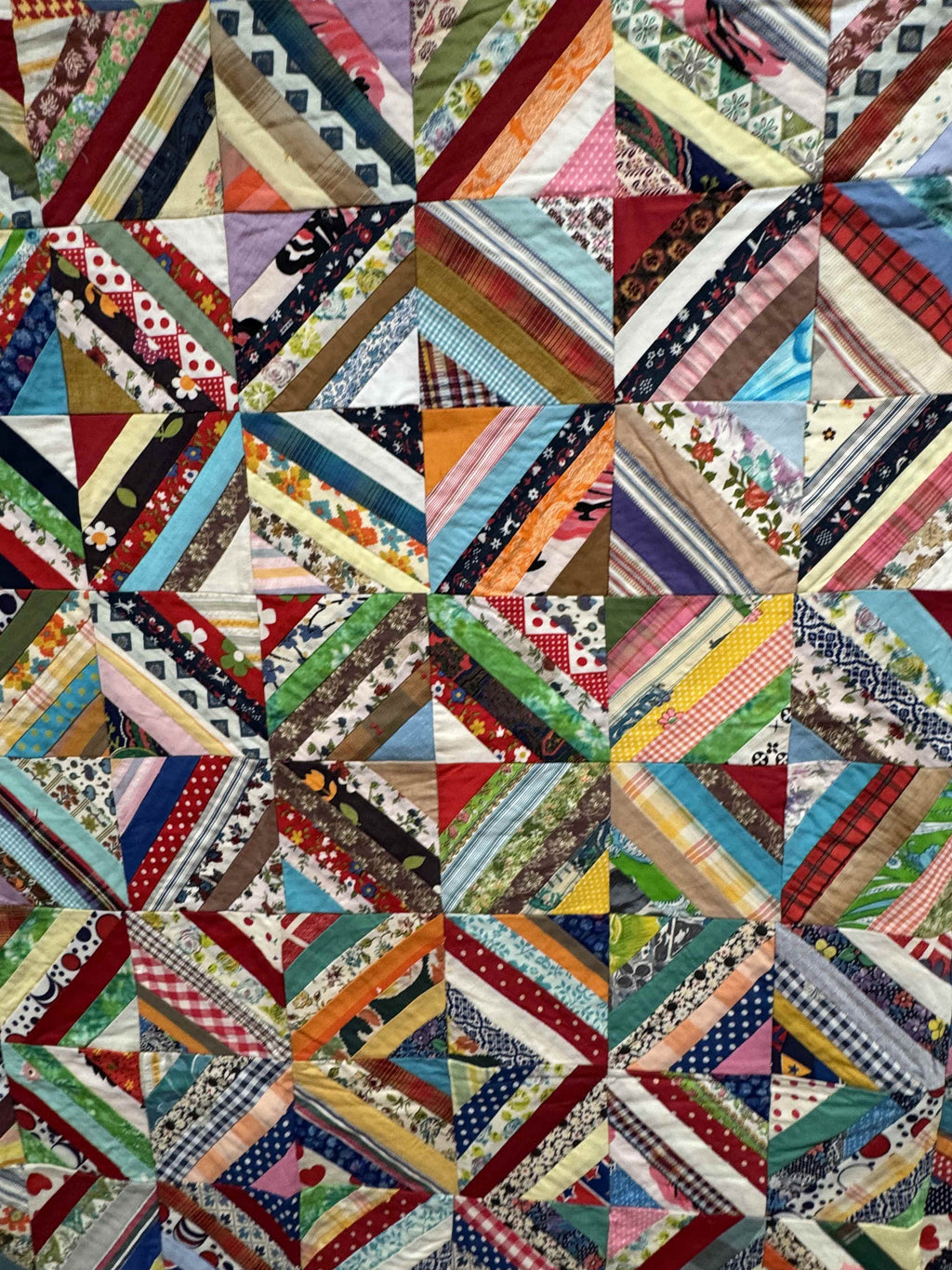 Vintage Quilt Foundation Pieced String Diamond Coverlet