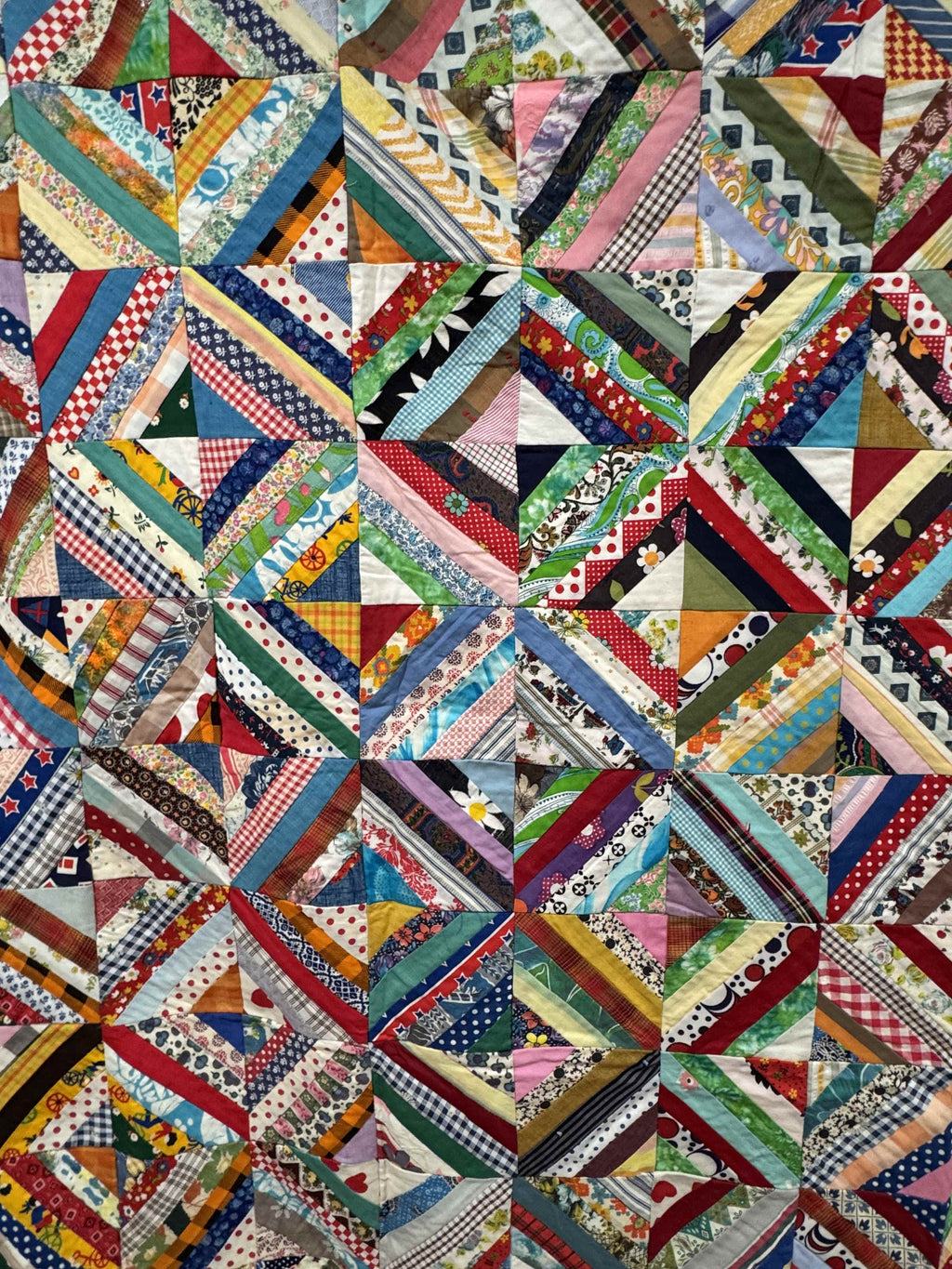 Vintage Quilt Foundation Pieced String Diamond Coverlet