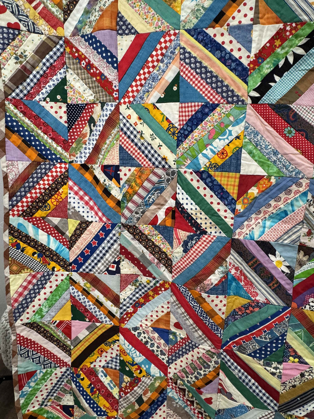 Vintage Quilt Foundation Pieced String Diamond Coverlet