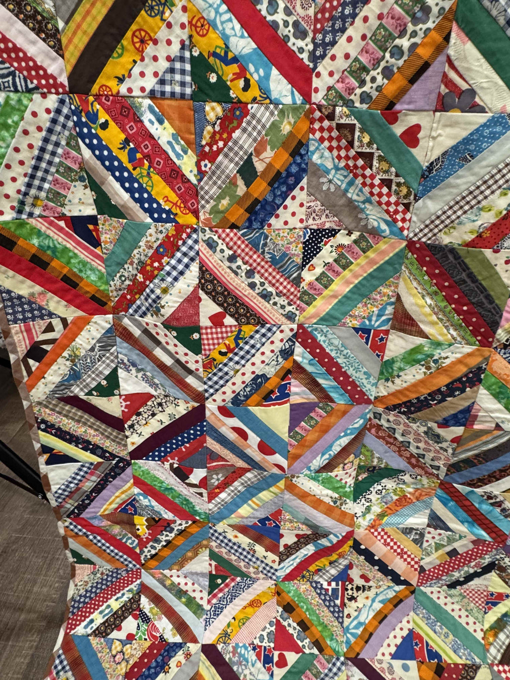 Vintage Quilt Foundation Pieced String Diamond Coverlet