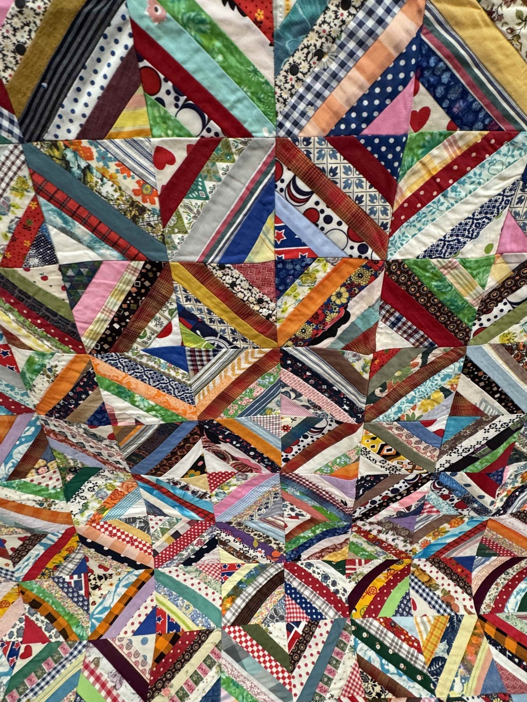 Vintage Quilt Foundation Pieced String Diamond Coverlet