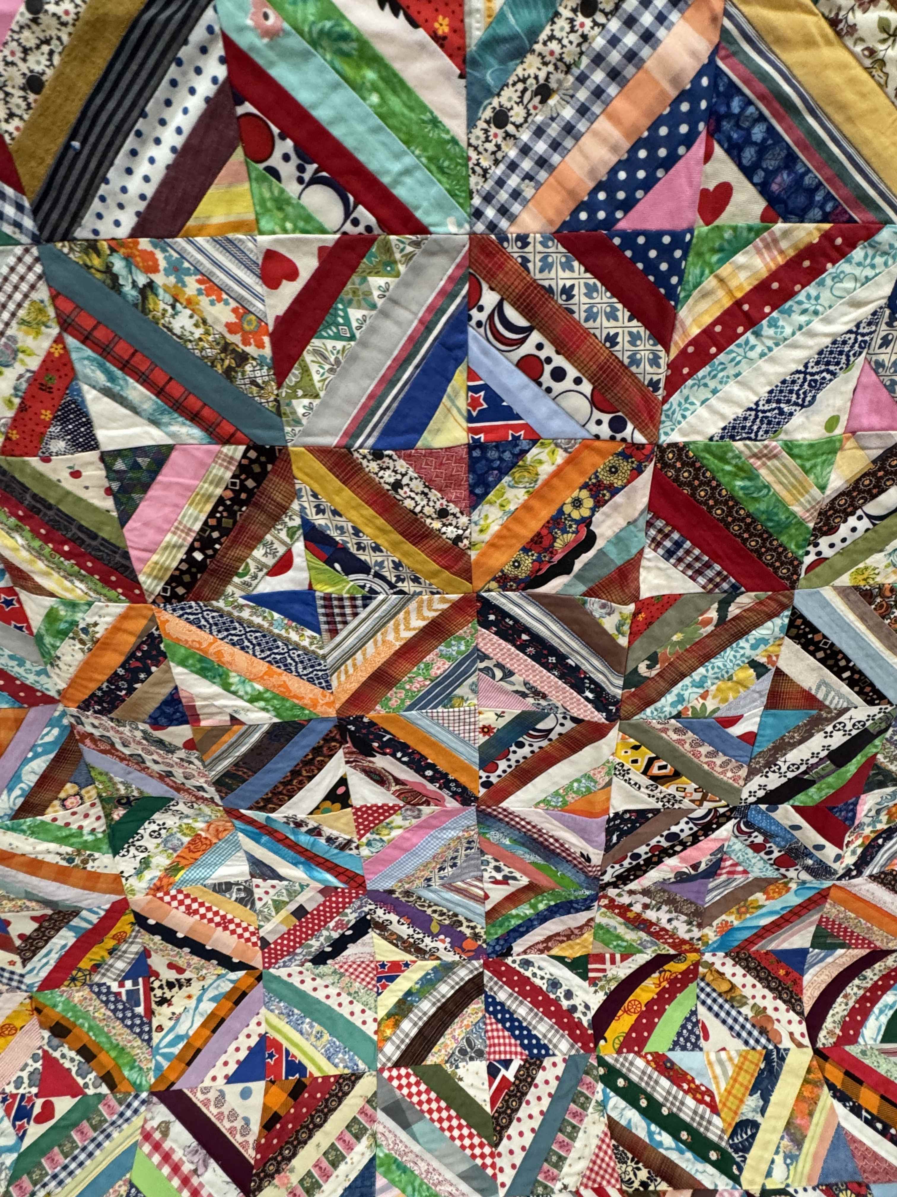 Vintage Quilt Foundation Pieced String Diamond Coverlet