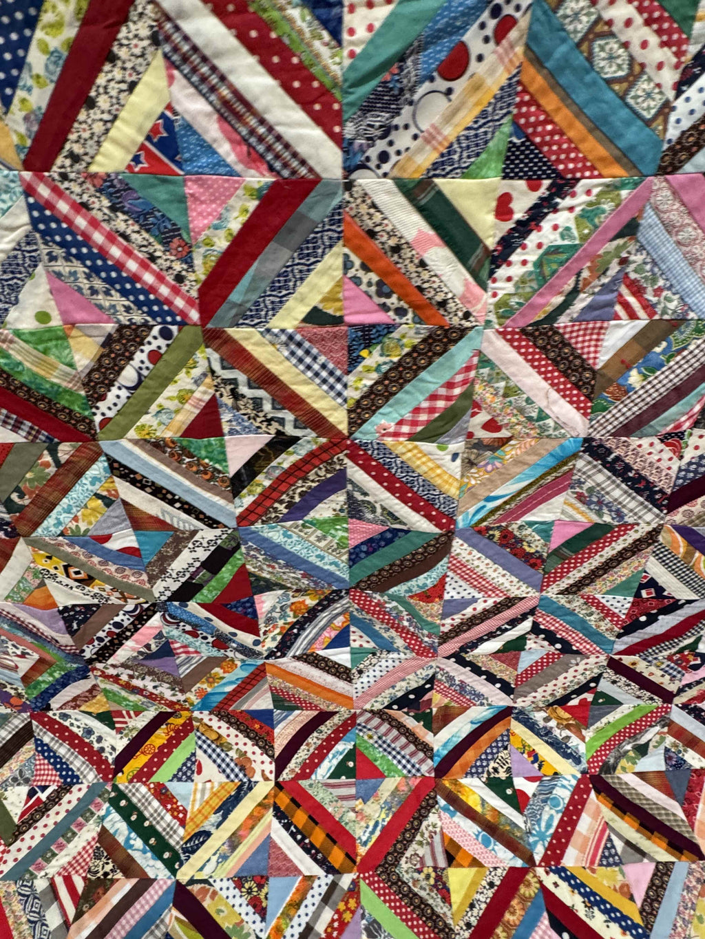 Vintage Quilt Foundation Pieced String Diamond Coverlet