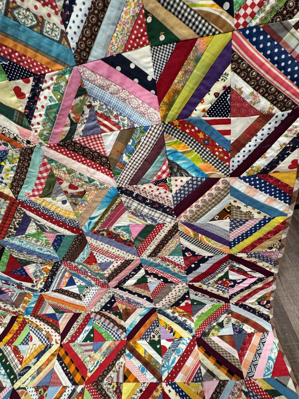 Vintage Quilt Foundation Pieced String Diamond Coverlet