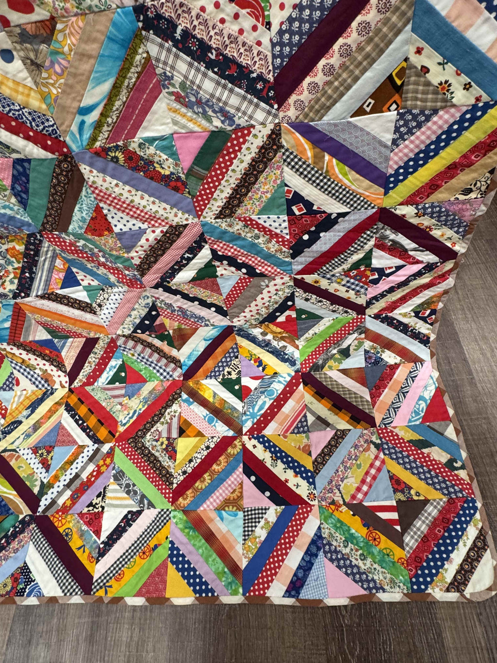 Vintage Quilt Foundation Pieced String Diamond Coverlet