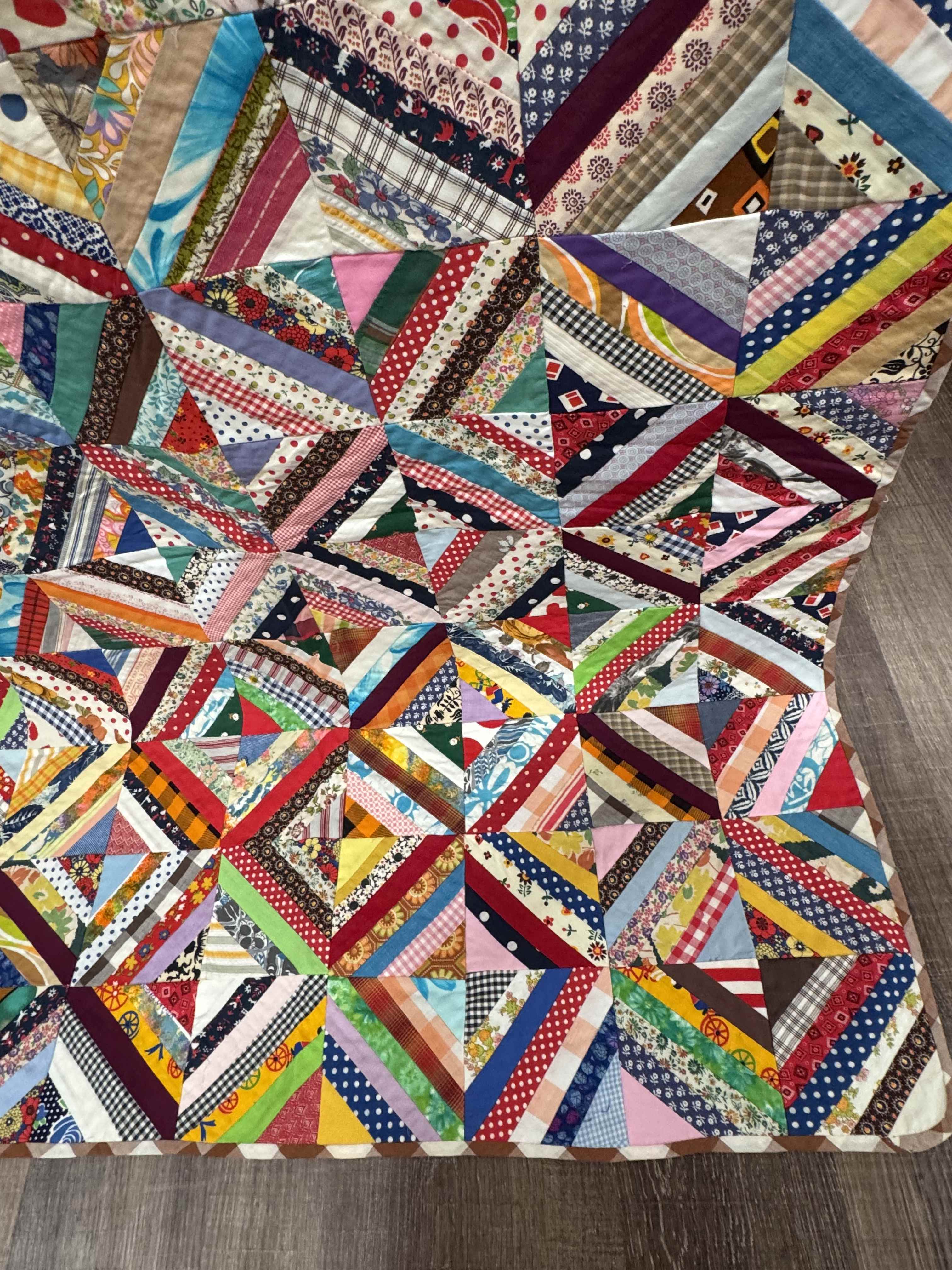 Vintage Quilt Foundation Pieced String Diamond Coverlet