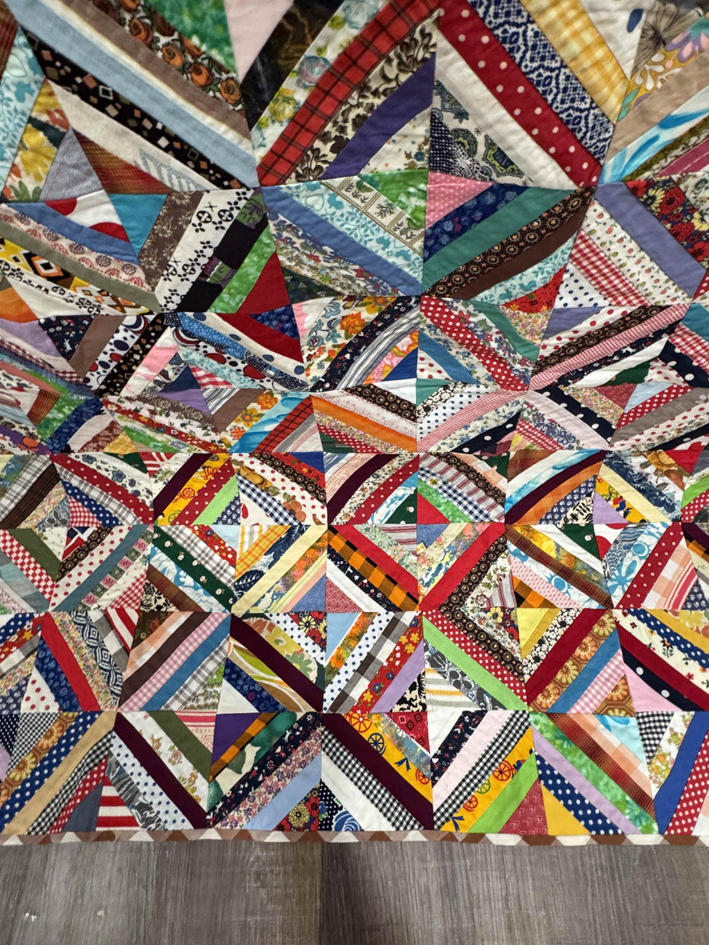 Vintage Quilt Foundation Pieced String Diamond Coverlet