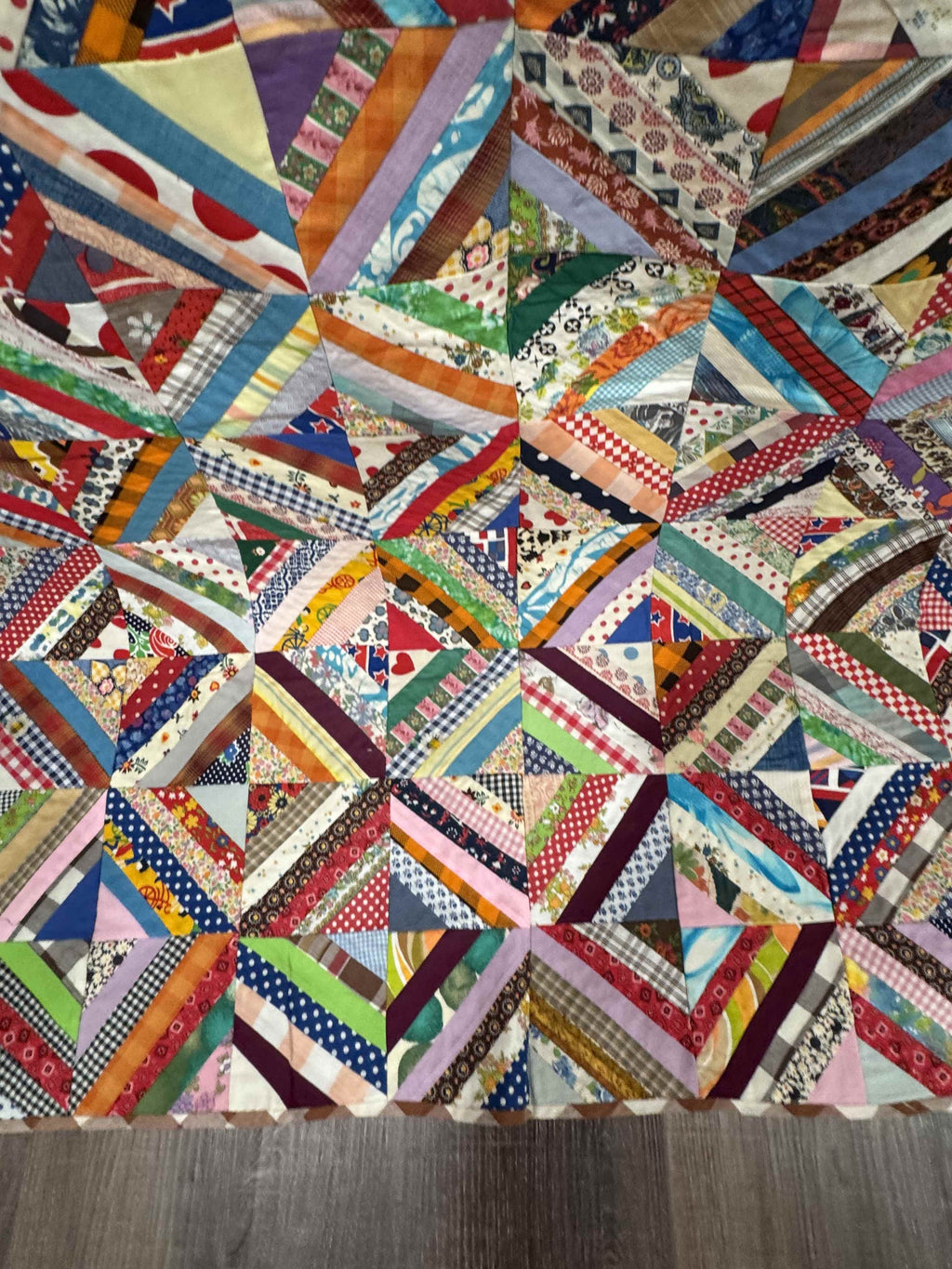 Vintage Quilt Foundation Pieced String Diamond Coverlet