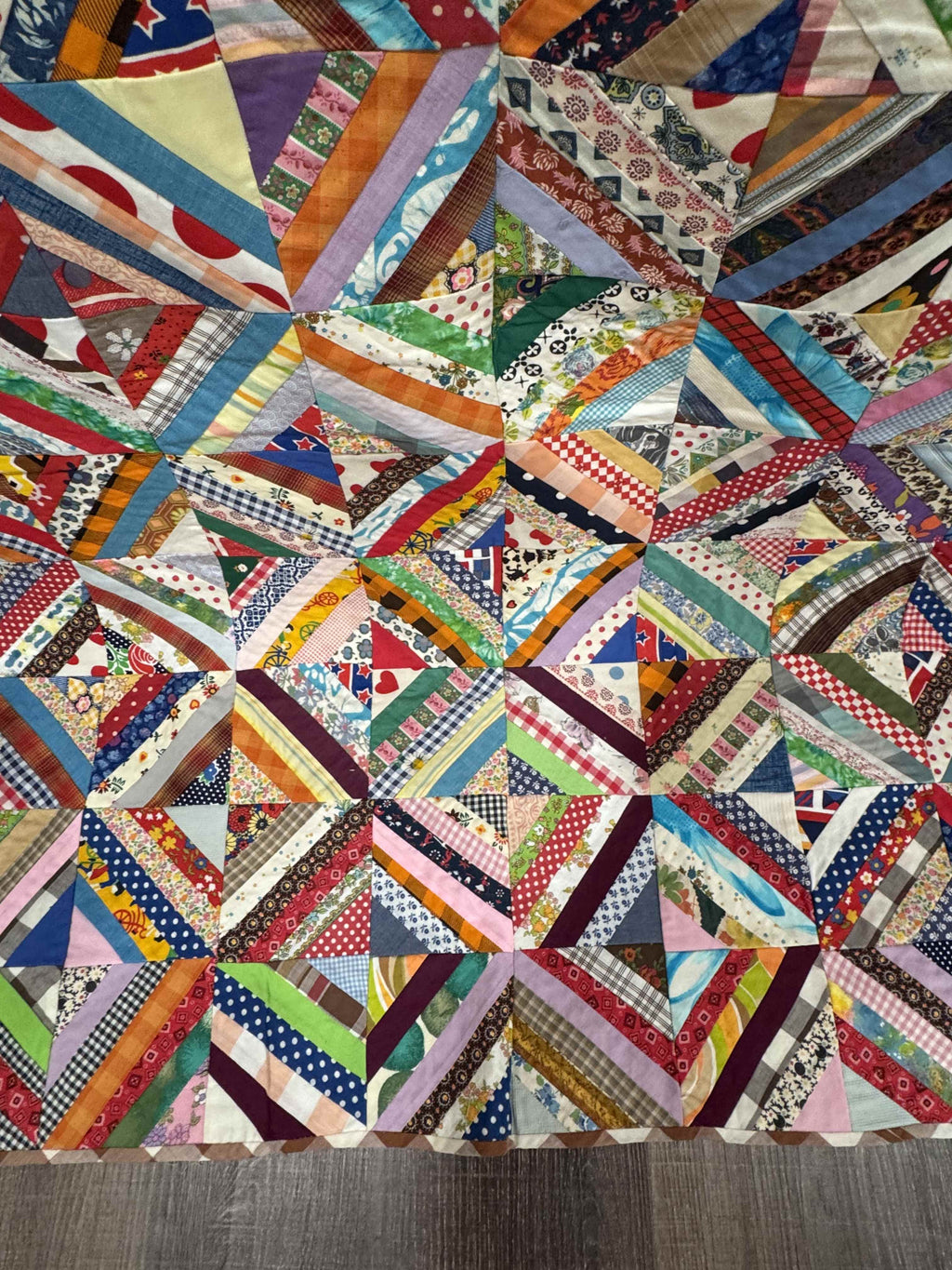 Vintage Quilt Foundation Pieced String Diamond Coverlet